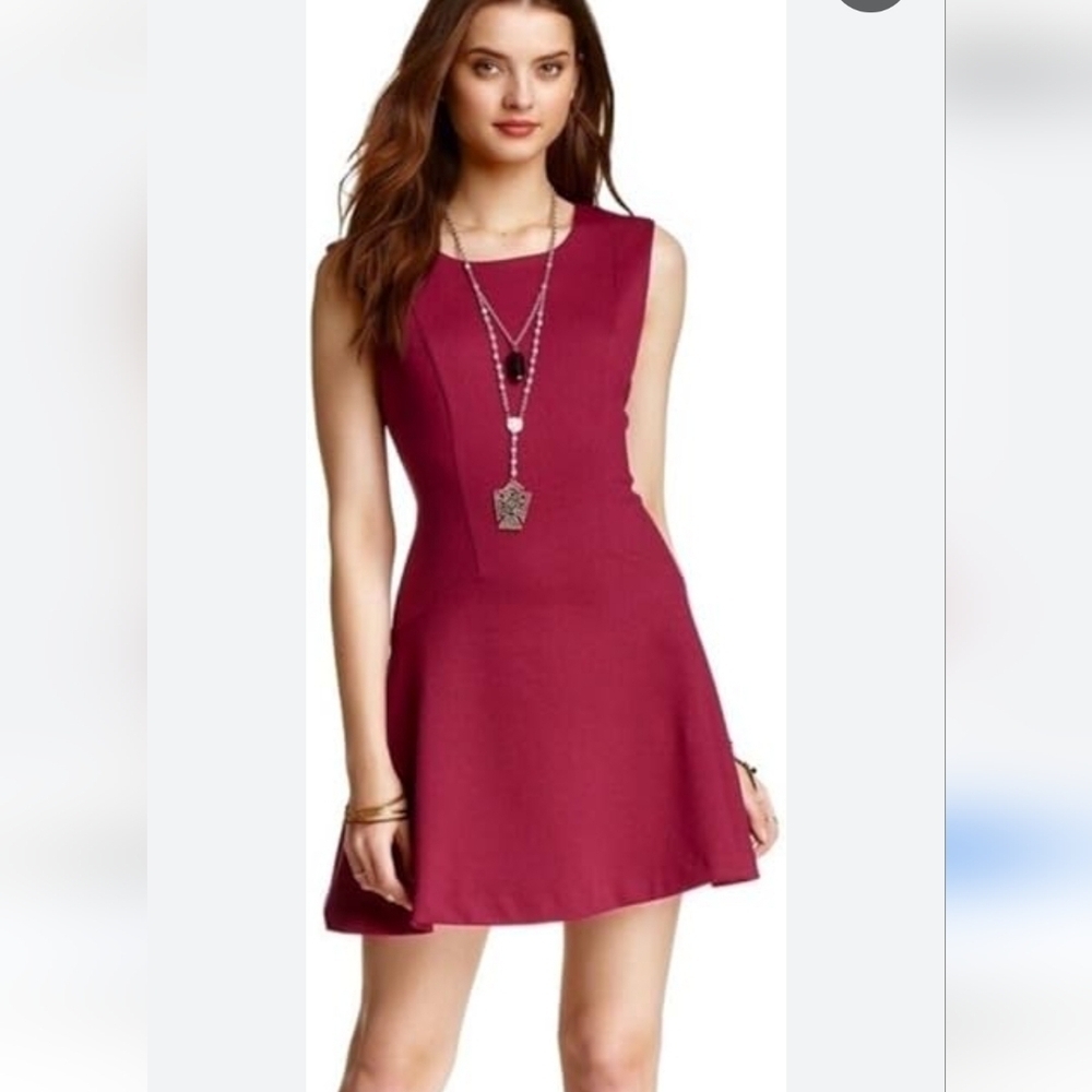 #1152 She + Sky Rasberry Stretch Fit&Flare Dress sz L - Picture 1 of 11